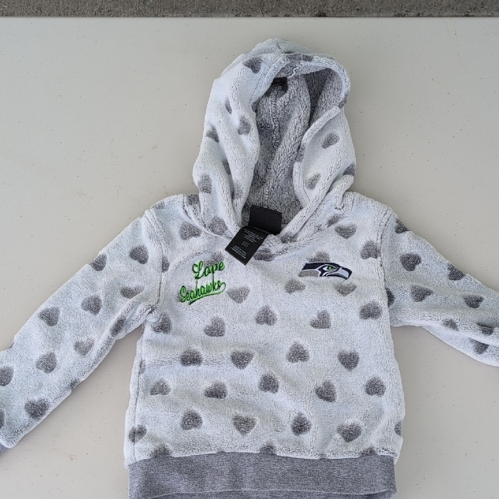 Girls Seahawks Gray Heart Pattern Hoodie